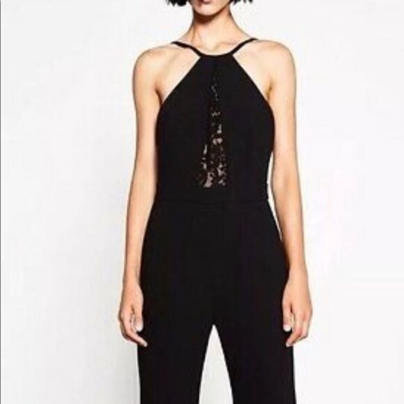 Zara Womens New Black Lace Long Tank Jumpsuit Xs 2731/042/800 - Picture 3 of 12